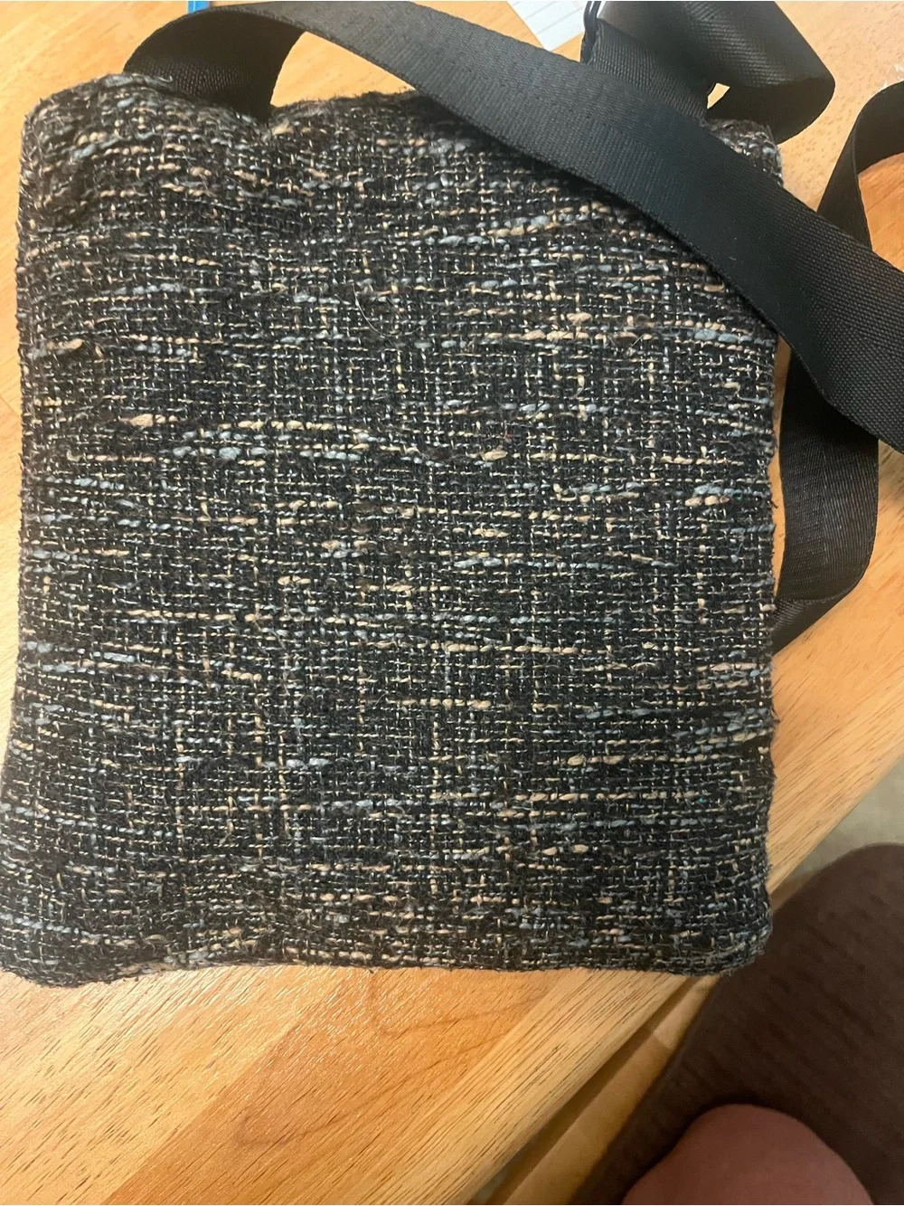 Gray Crossbody Bag with Neon Green Stitching by